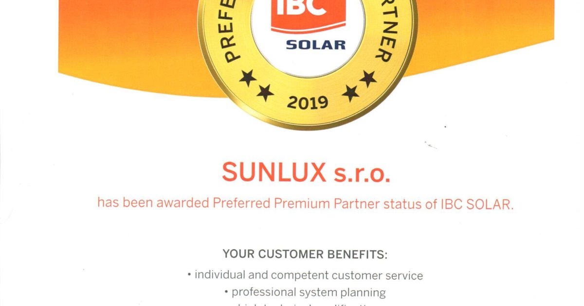 Sunlux Jako Preferred Premium Partner Spole Nosti Ibc Solar Scalasol